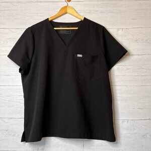 Figs Scrubs Top Womens Size XXL/P Black Catarina V Neck Medical Nursing Workwear